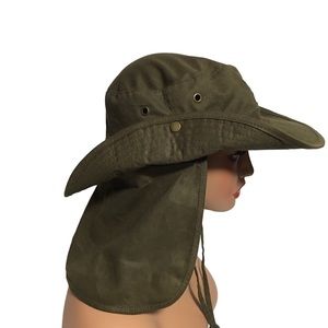 Jacobson Hot weather Boonie cap with neck sun guard fishing hat green S/M